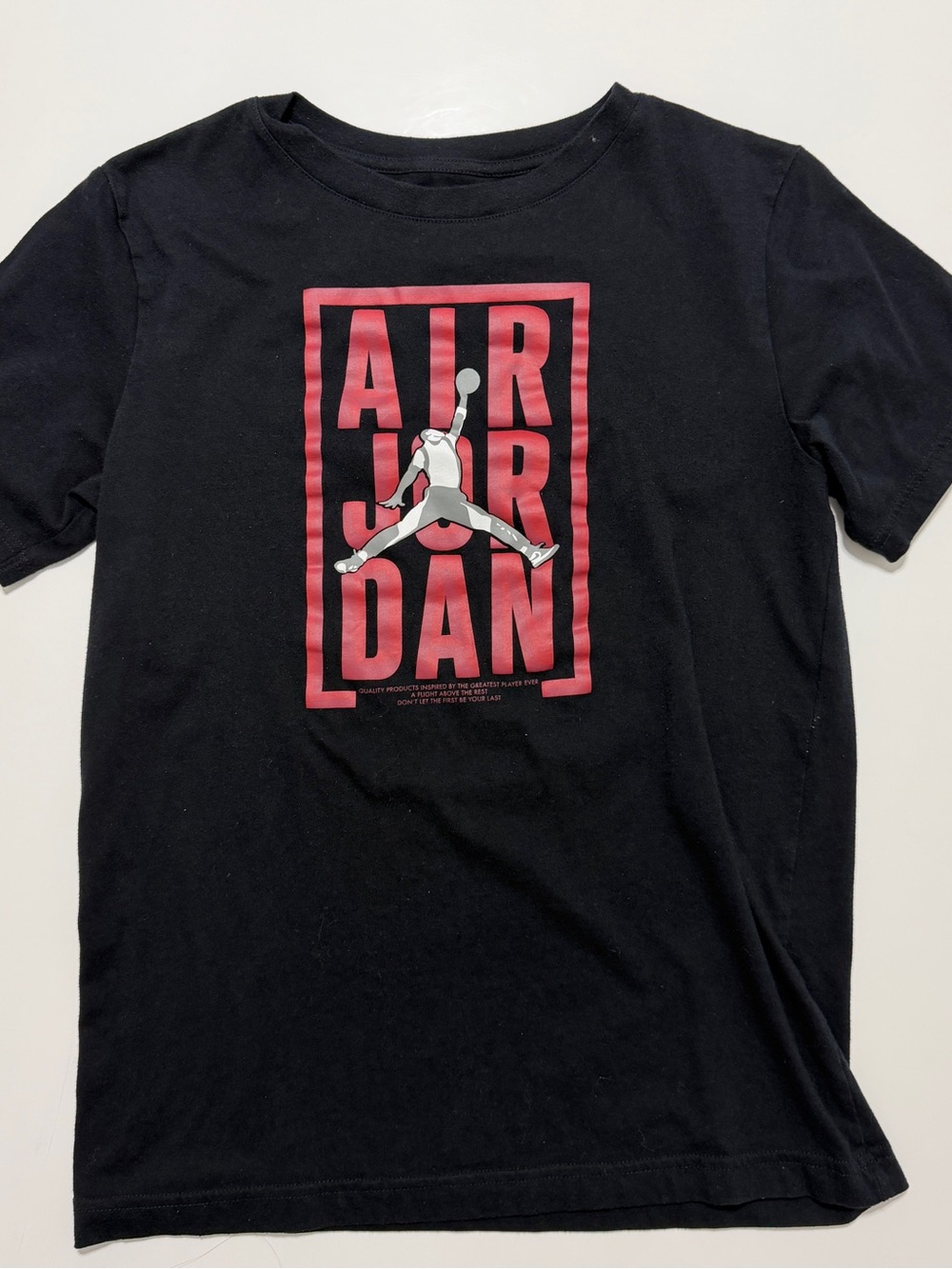 Jordan Black Tee with Red AIR JORDAN Panel and Silver Jumpman